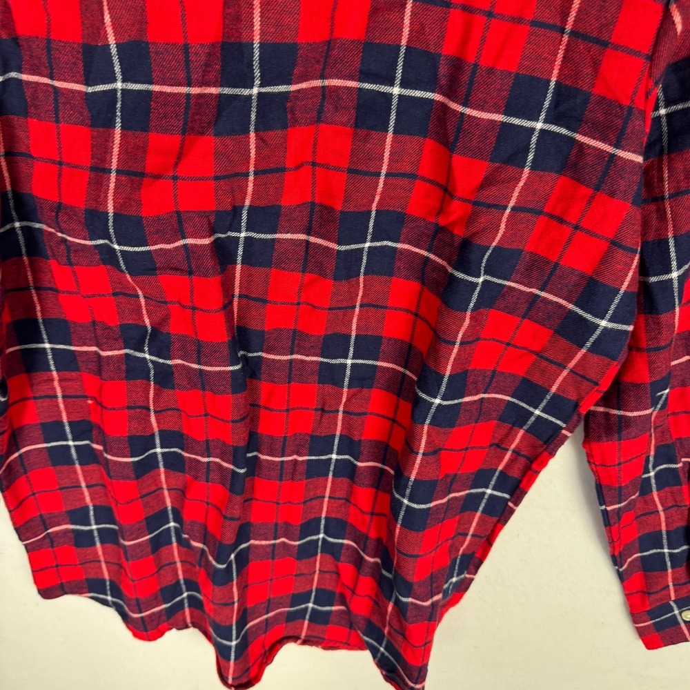 Club Room Mens Flannel Plaid Button Down Shirt Red Navy Blue Small 100189992MN - Picture 14 of 14